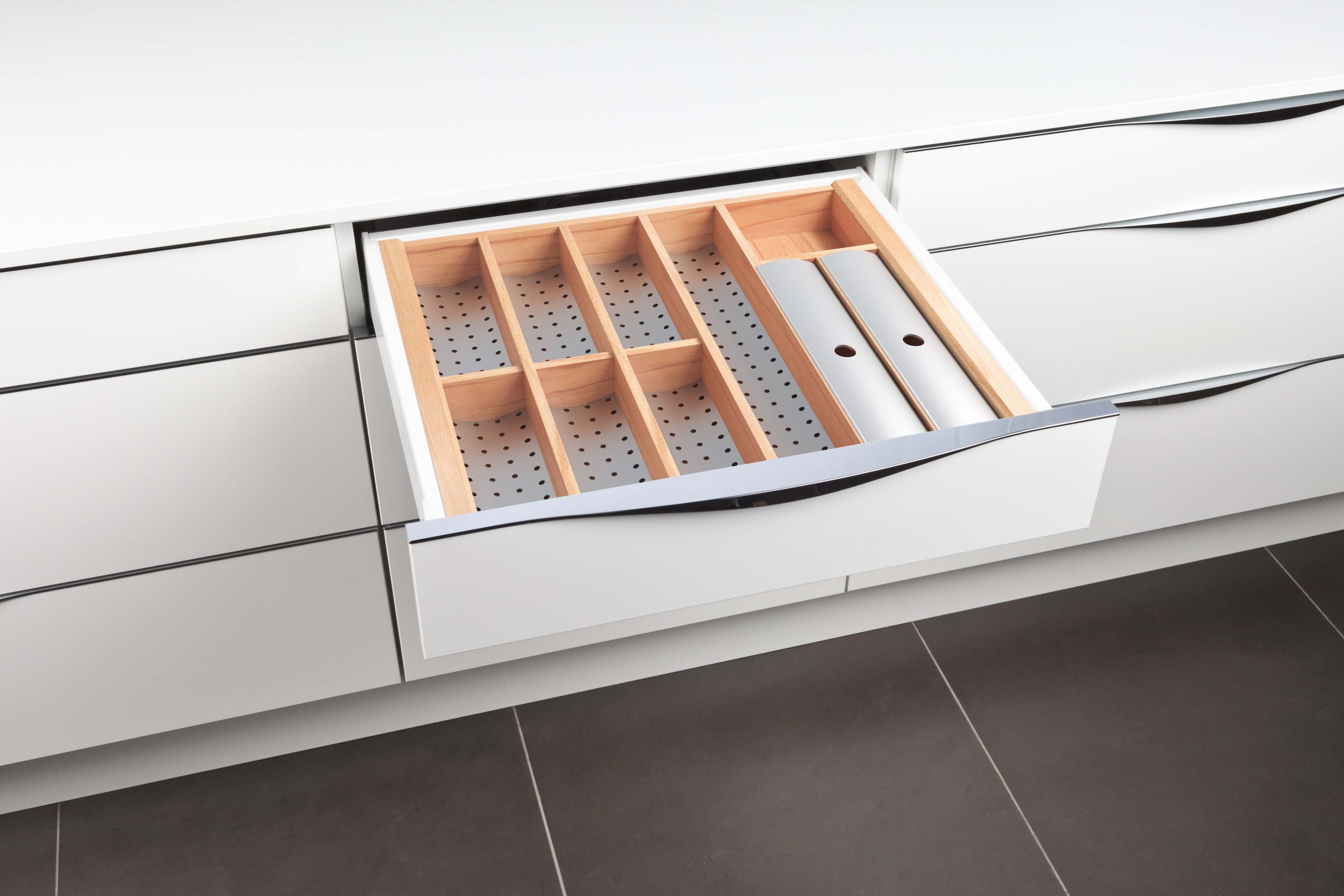Besteckeinsatz Schubladensystem Folienhalter